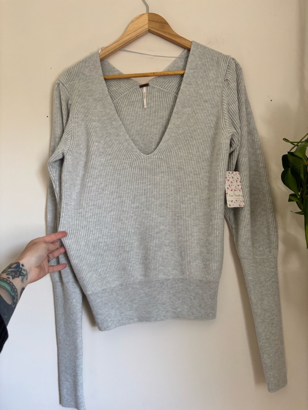 Free People Stone Grey Knit Pullover